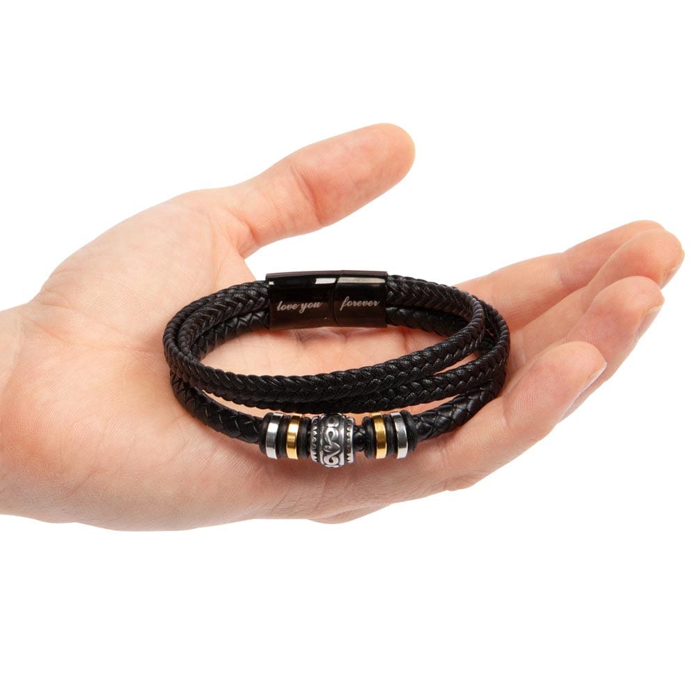 To My Husband Black Leather Bracelet