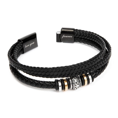 To My Husband Black Leather Bracelet