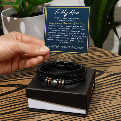 To My Men Black Leather Bracelet