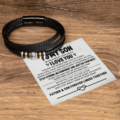 To My Son Leather Bracelet Gift From Dad
