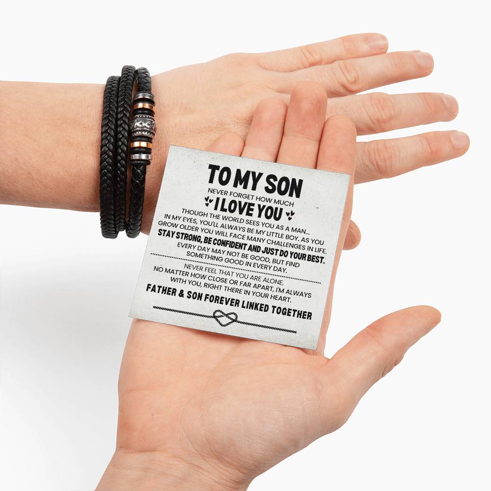 To My Son Leather Bracelet Gift From Dad