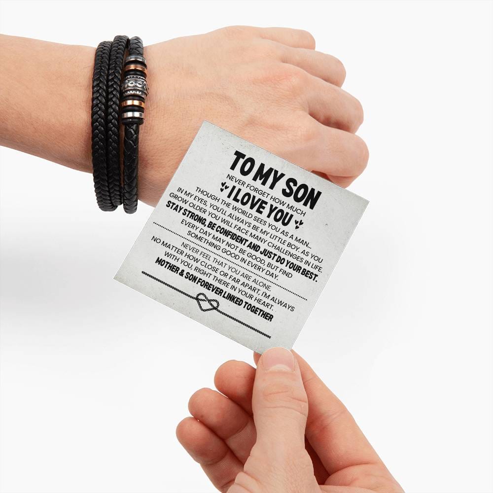 To My Son Leather Bracelet From Mom