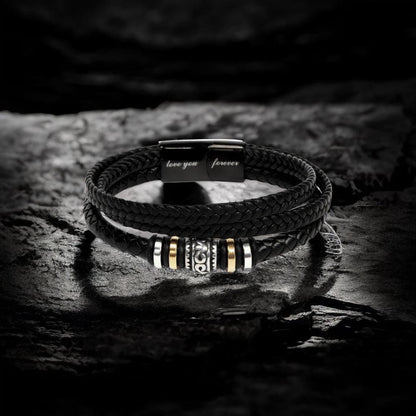 To My Men Black Leather Bracelet