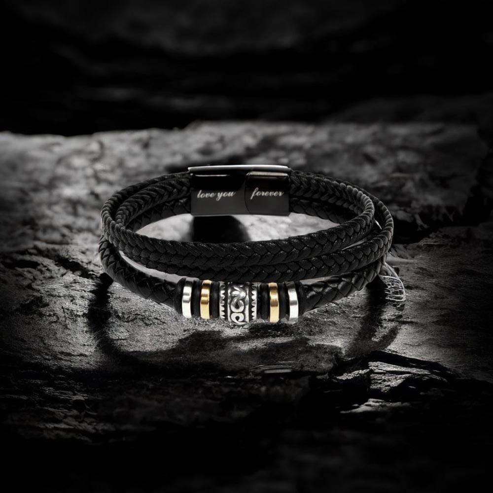 To My Husband Black Leather Bracelet