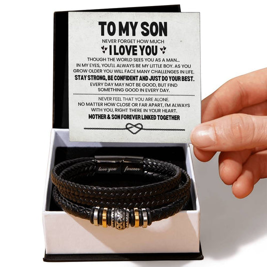 To My Son Leather Bracelet From Mom