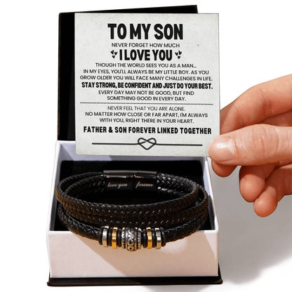 To My Son Leather Bracelet Gift From Dad