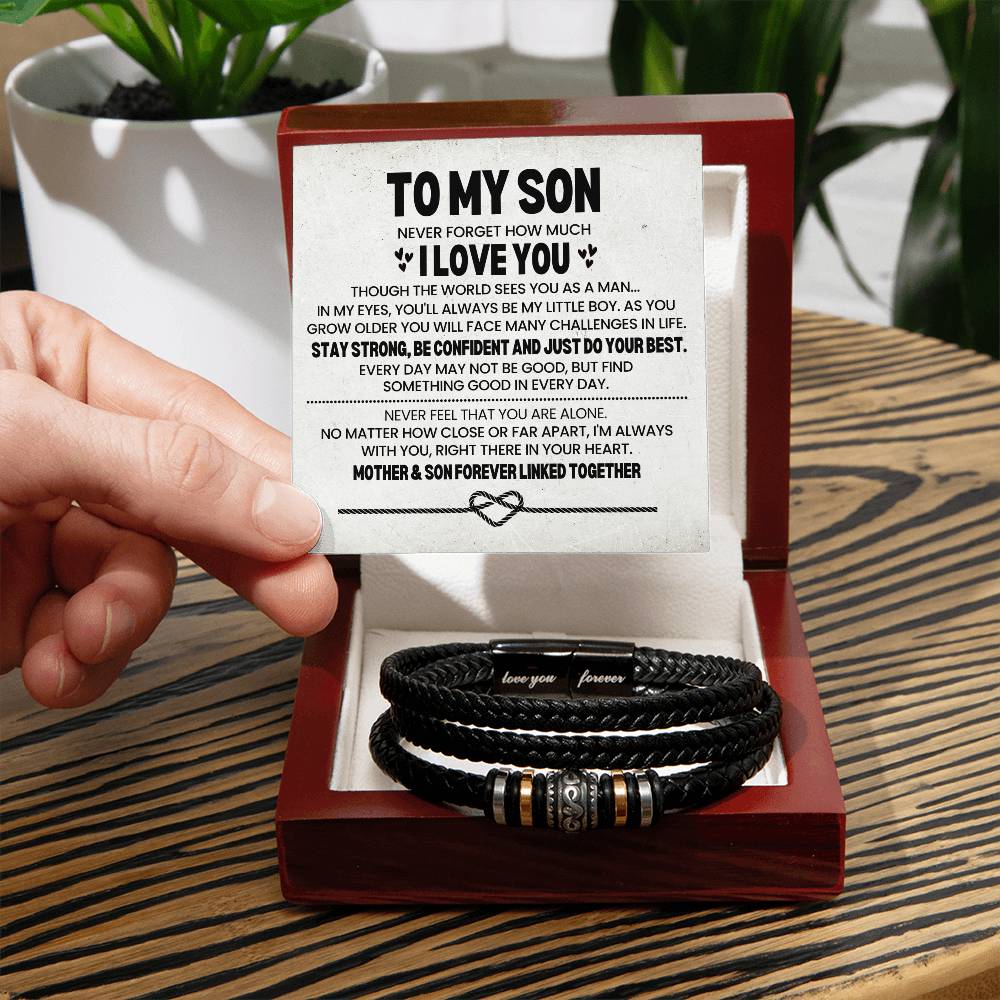 To My Son Leather Bracelet From Mom