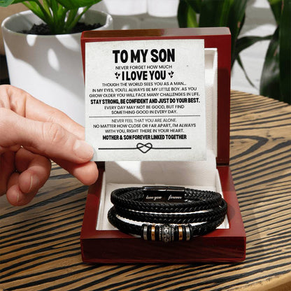 To My Son Leather Bracelet From Mom