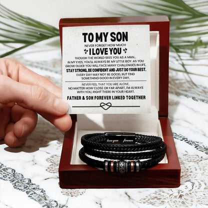 To My Son Leather Bracelet Gift From Dad