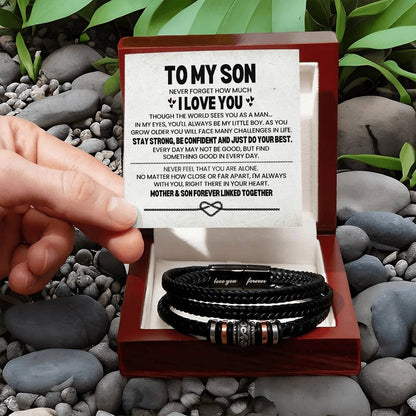 To My Son Leather Bracelet From Mom