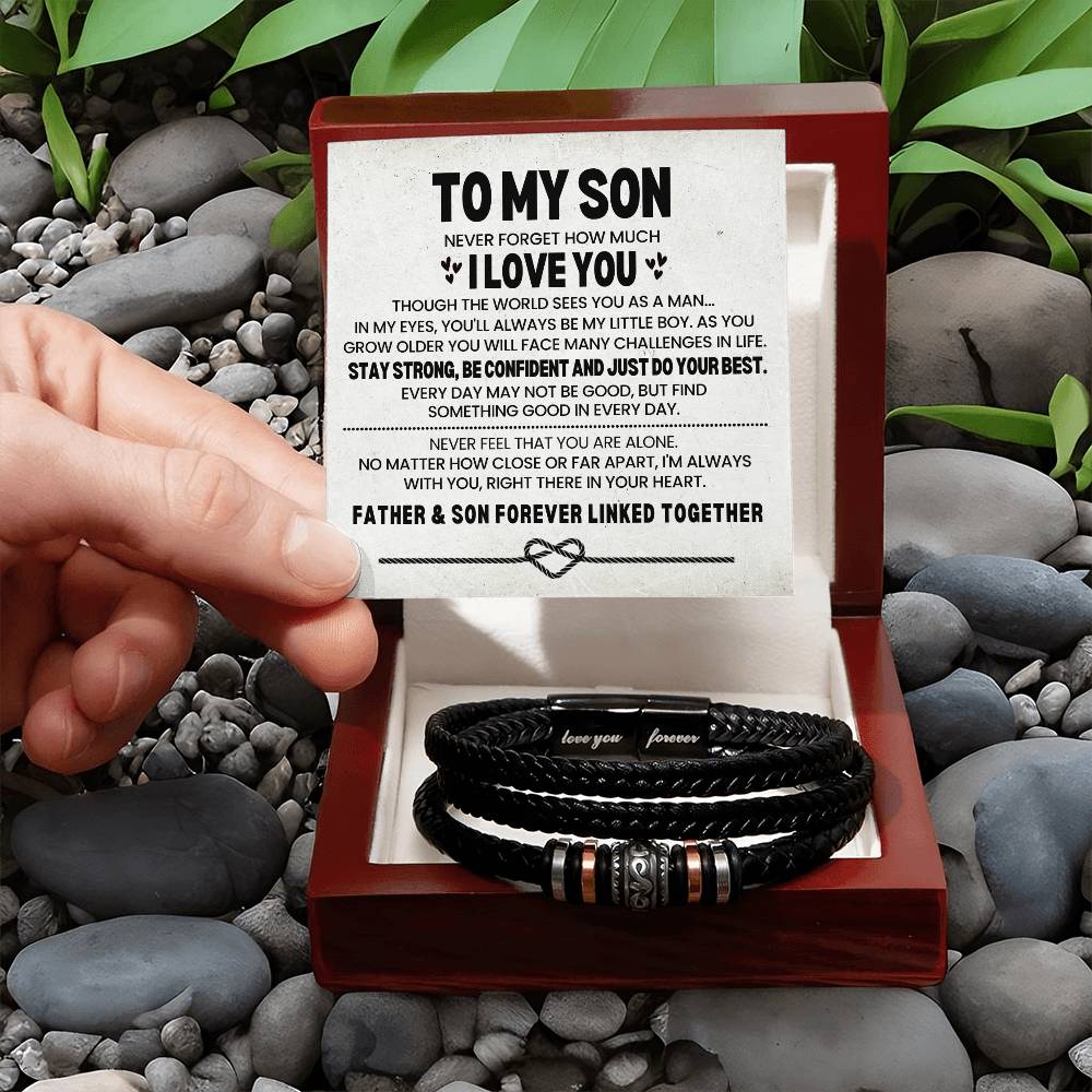 To My Son Leather Bracelet Gift From Dad