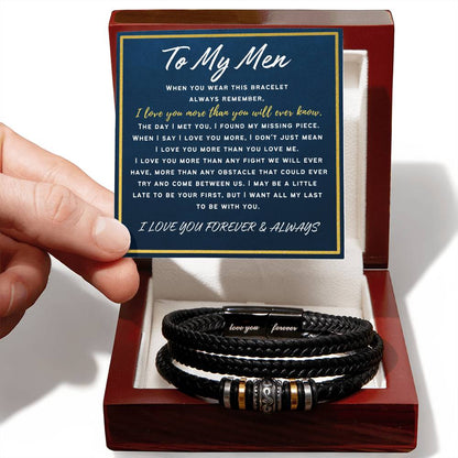 To My Men Black Leather Bracelet