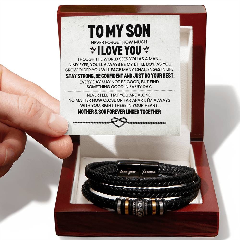 To My Son Leather Bracelet From Mom