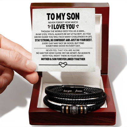 To My Son Leather Bracelet From Mom