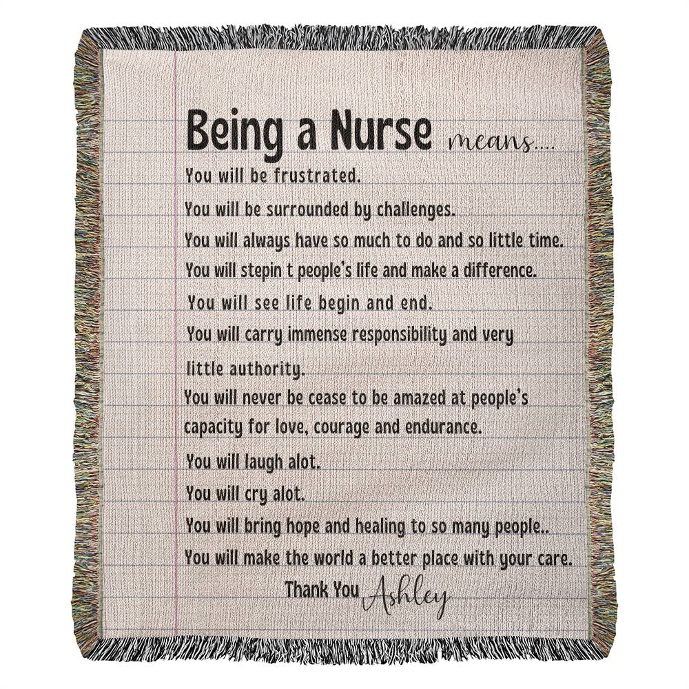 Personalized Nurse Woven Blanket Gift