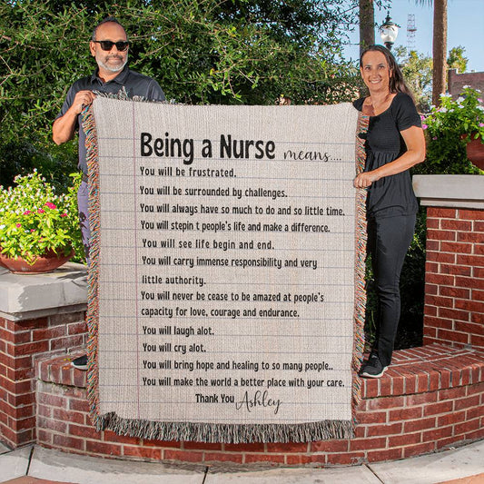 Personalized Nurse Woven Blanket Gift