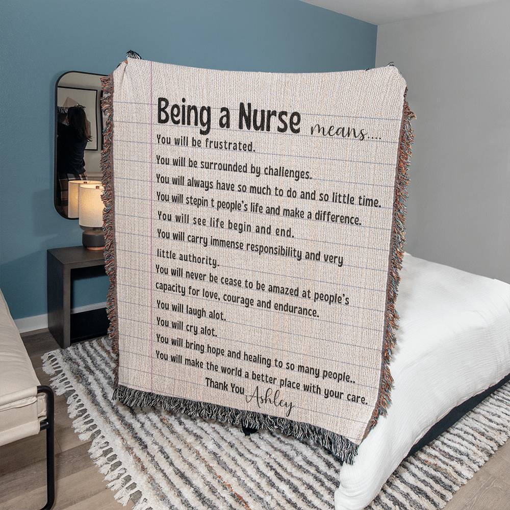 Personalized Nurse Woven Blanket Gift