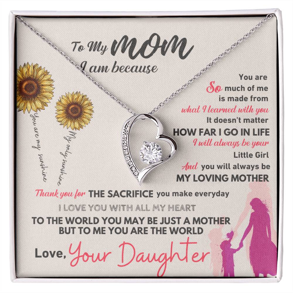 To My Mom Heart Necklace Gift