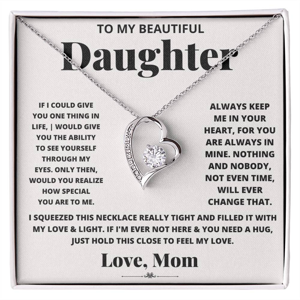 To My Beautiful Daughter Heart Necklace Gift