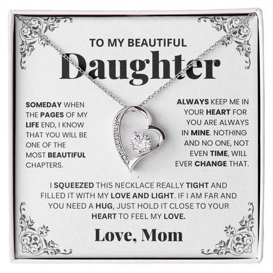 To My Daughter Heart Necklace Gift From Mom