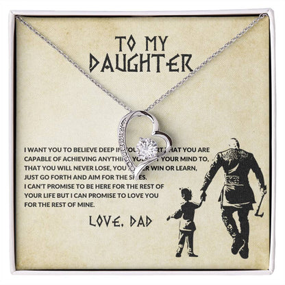 To My Daughter Heart Necklace Gift From Dad