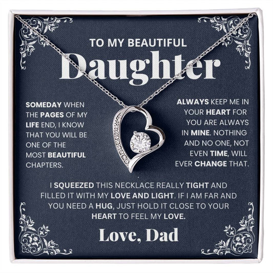 To My Daughter Heart Necklace Gift From Dad