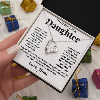 To My Beautiful Daughter Heart Necklace Gift