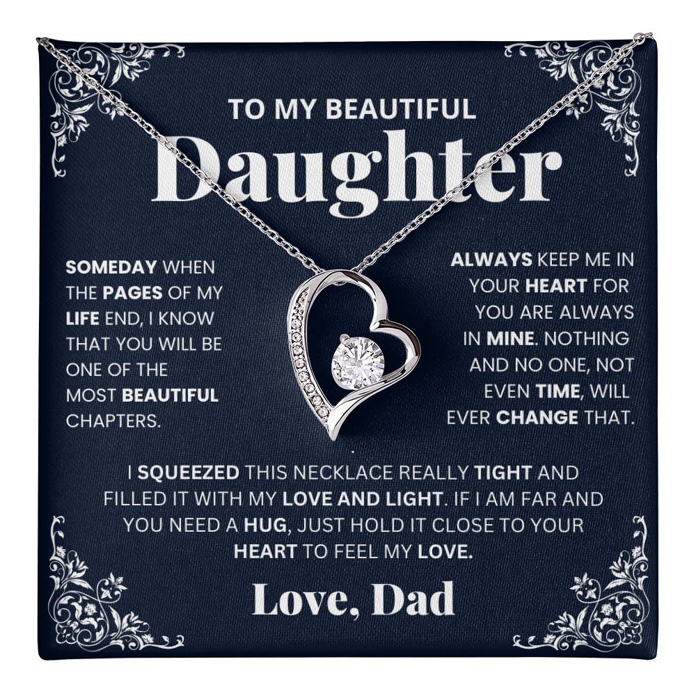 To My Daughter Heart Necklace Gift From Dad