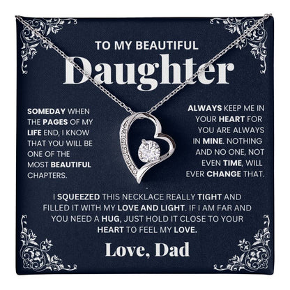 To My Daughter Heart Necklace Gift From Dad