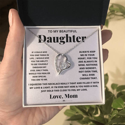 To My Beautiful Daughter Heart Necklace Gift