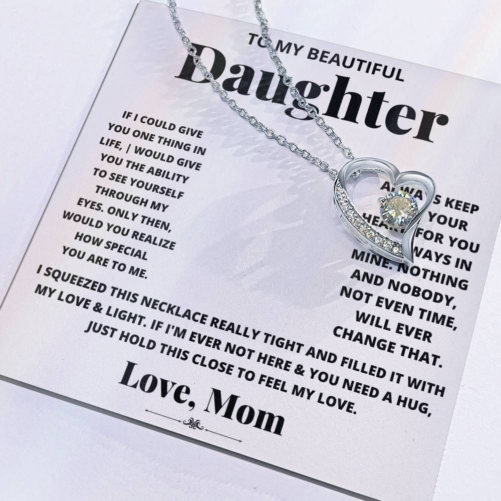 To My Beautiful Daughter Heart Necklace Gift