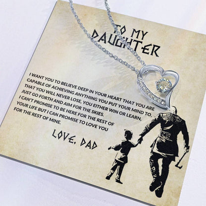 To My Daughter Heart Necklace Gift From Dad