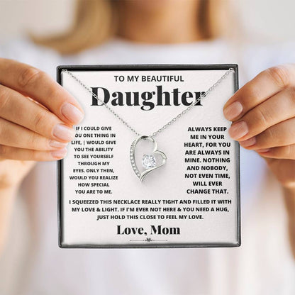 To My Beautiful Daughter Heart Necklace Gift