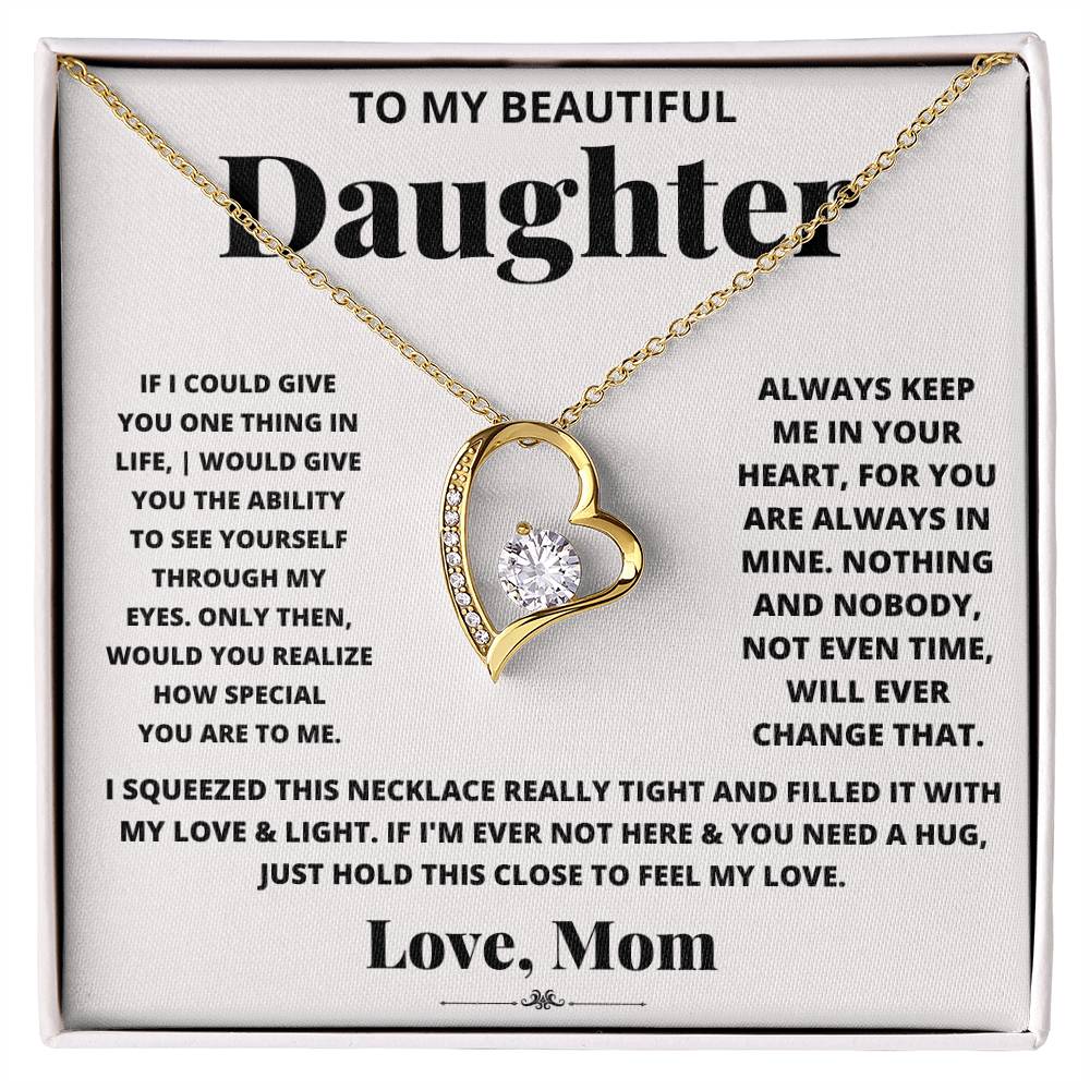 To My Beautiful Daughter Heart Necklace Gift