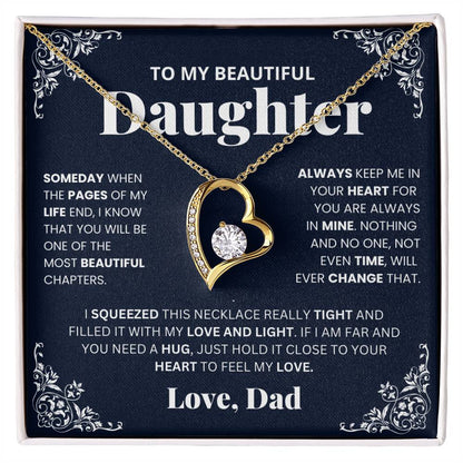 To My Daughter Heart Necklace Gift From Dad