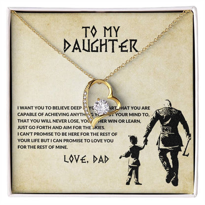 To My Daughter Heart Necklace Gift From Dad