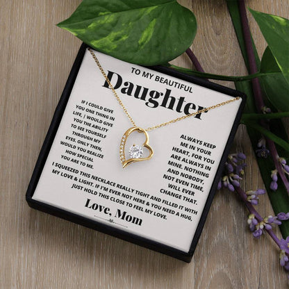 To My Beautiful Daughter Heart Necklace Gift