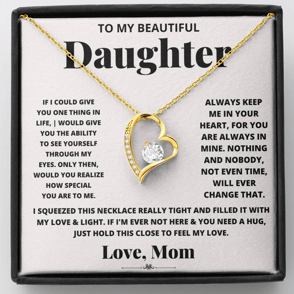 To My Beautiful Daughter Heart Necklace Gift