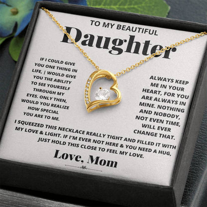 To My Beautiful Daughter Heart Necklace Gift