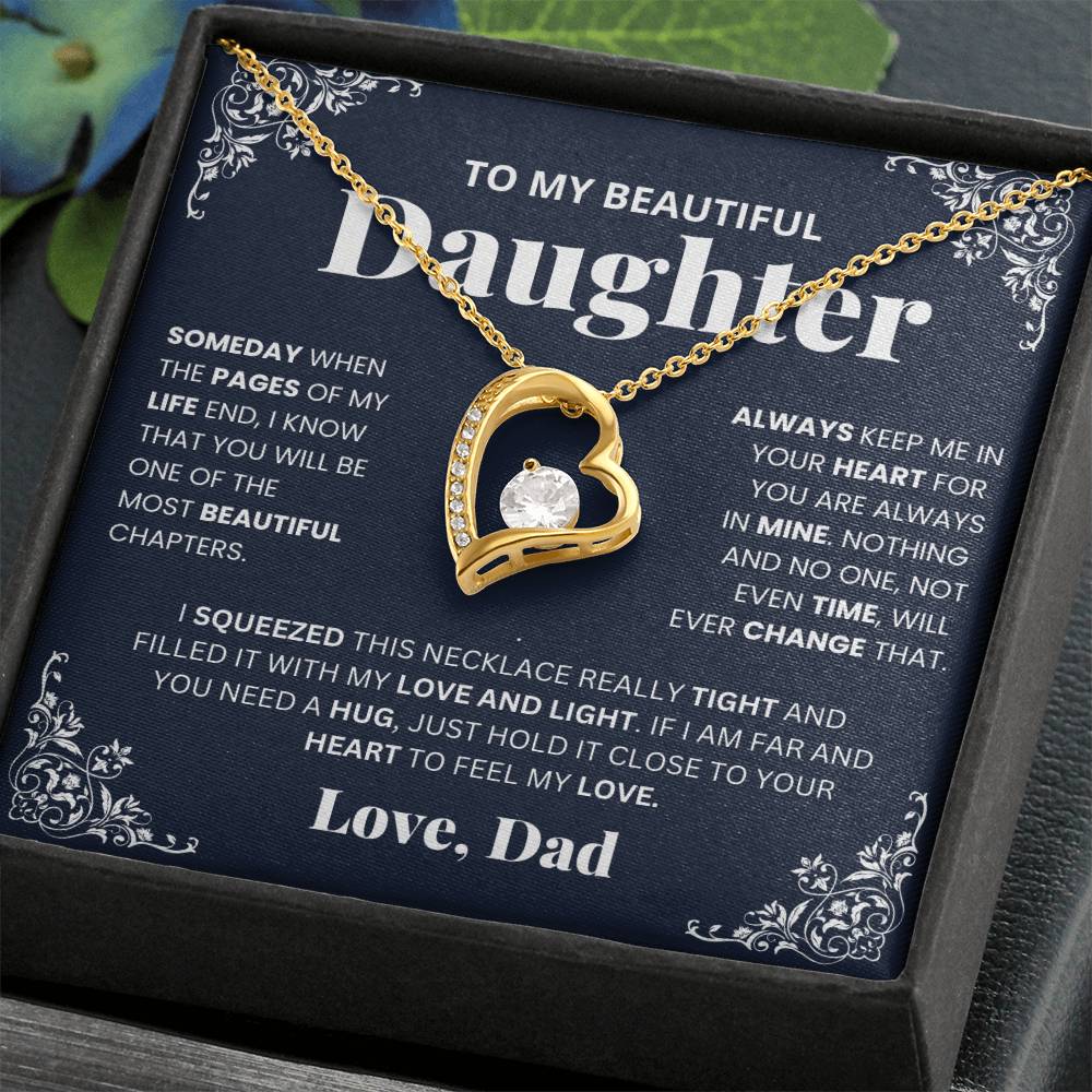 To My Daughter Heart Necklace Gift From Dad