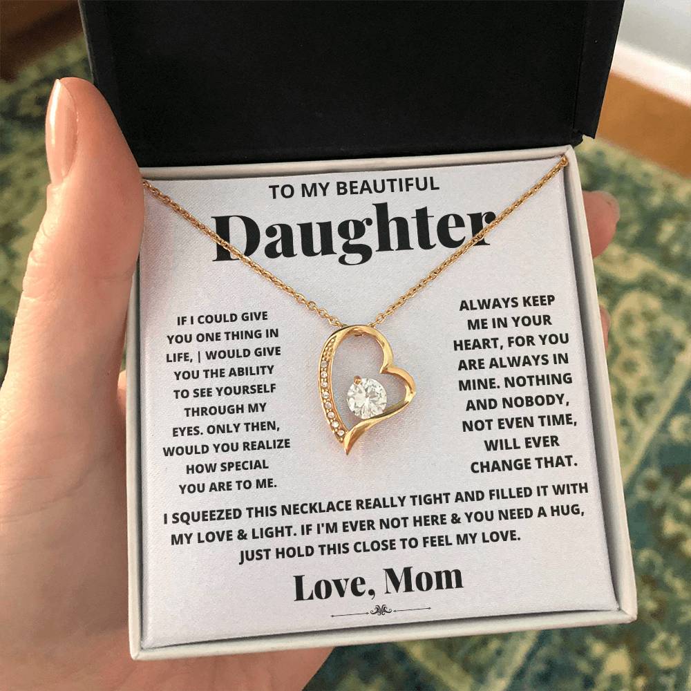 To My Beautiful Daughter Heart Necklace Gift