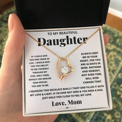 To My Beautiful Daughter Heart Necklace Gift