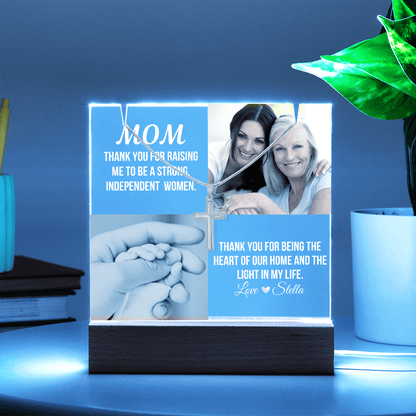 Personalized Acrylic Plaque and Cross Necklace For Mom Gift