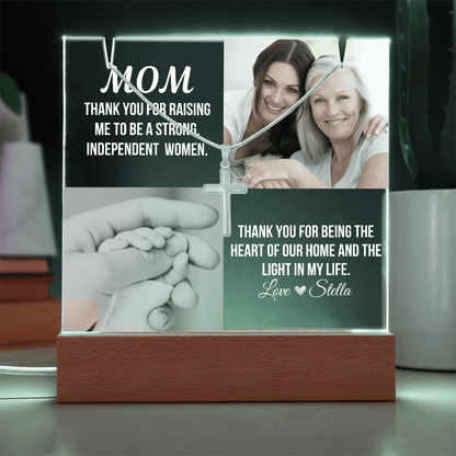 Personalized Acrylic Plaque and Cross Necklace For Mom Gift