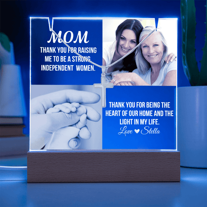 Personalized Acrylic Plaque and Cross Necklace For Mom Gift