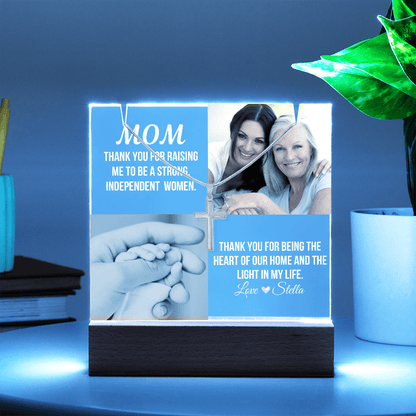 Personalized Acrylic Plaque and Cross Necklace For Mom Gift