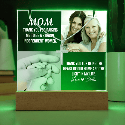 Personalized Acrylic Plaque and Cross Necklace For Mom Gift