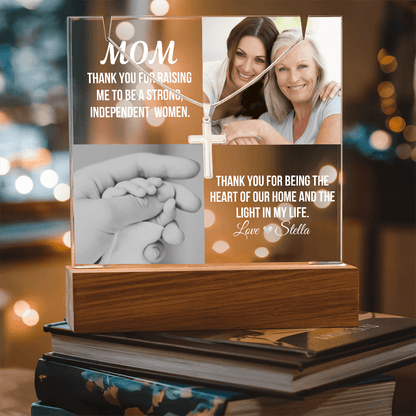 Personalized Acrylic Plaque and Cross Necklace For Mom Gift