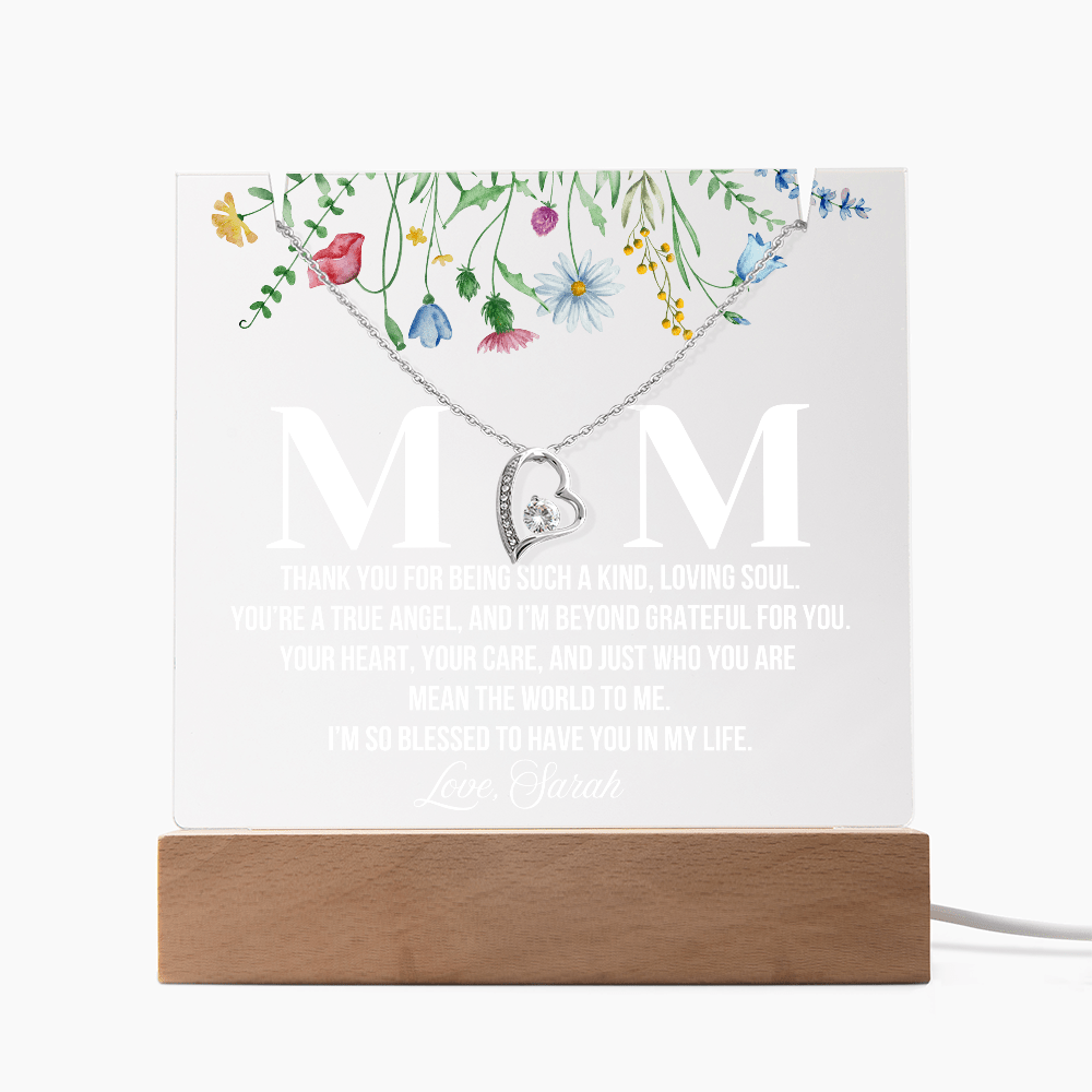 Personalized Acrylic Plaque and  Necklace for Mom