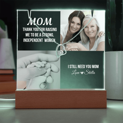 Personalized Acrylic Plaque and Necklace Gift for Mom